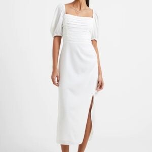 French connection White Sheath Dress with Short Puff Sleeves​